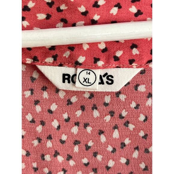 Rolla's Milla Short Sleeve Mini Tulips Swing Dress Coral/White Women's Size XL - Picture 7 of 14